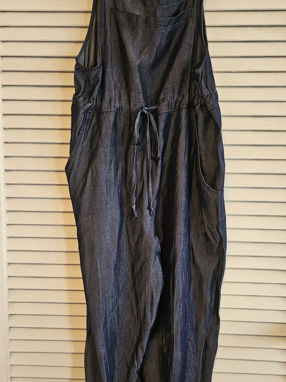 LuLaRoe Dark Blue Denim-Style Drawstring Jumpsuit